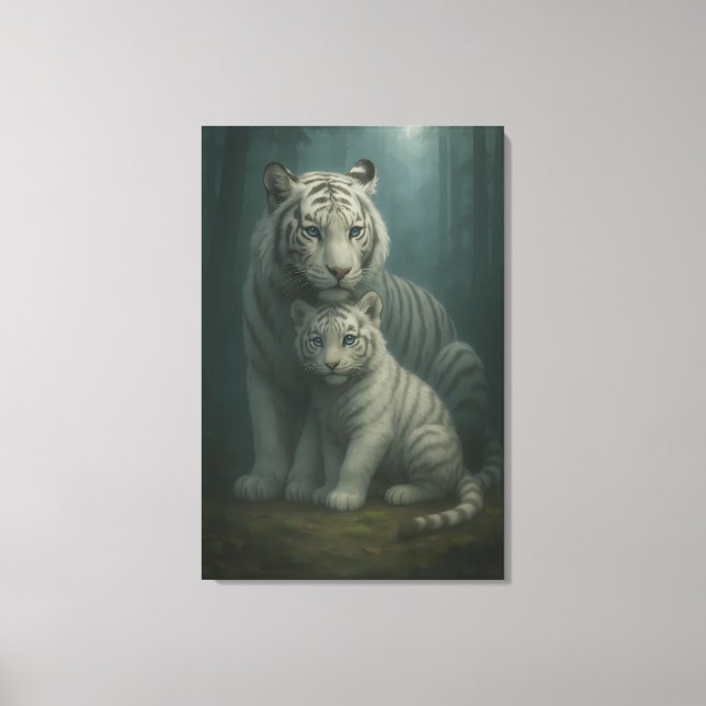 White Tiger – Guardian of Light – ManJiangHong Art Canvas Print (Front)