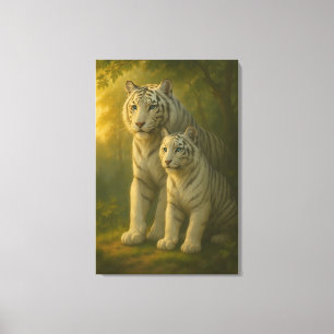 White Tiger – Guardian of Light – ManJiangHong Art Canvas Print