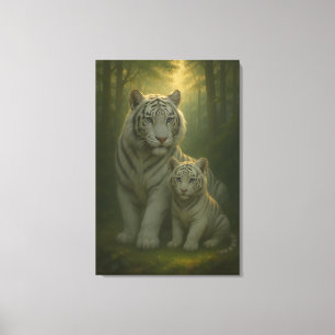 White Tiger – Guardian of Light – ManJiangHong Art Canvas Print