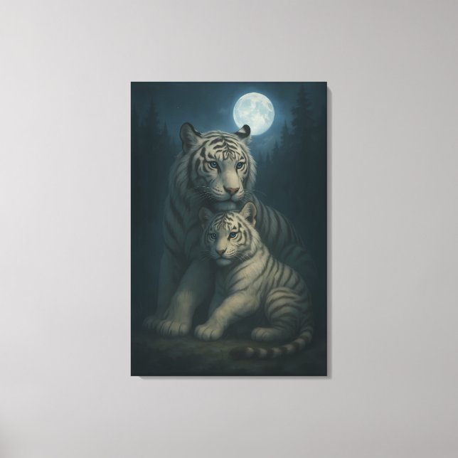 White Tiger – Guardian of Light – ManJiangHong Art Canvas Print (Front)
