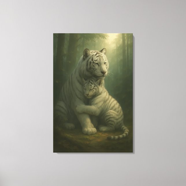 White Tiger – Guardian of Light – ManJiangHong Art Canvas Print (Front)