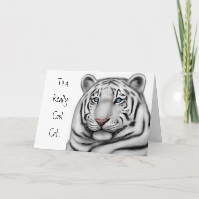 White Tiger Happy Birthday Card (Front)