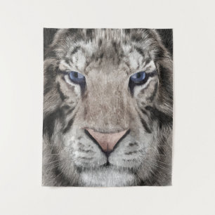 White Tiger Head  Tapestry