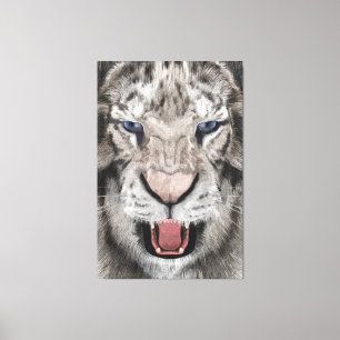 White Tiger Head Wildlife Aesthetic Canvas Print