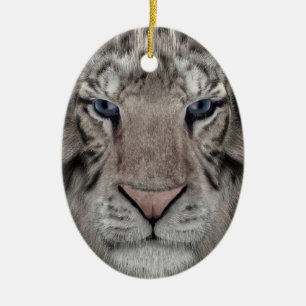 White Tiger Head Wildlife Aesthetic Ceramic Tree Decoration