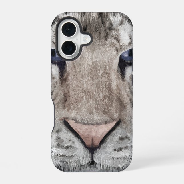 White Tiger Head Wildlife Aesthetic iPhone 16 Case (Back)