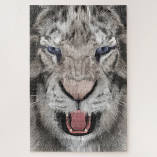 White Tiger Head Wildlife Aesthetic Jigsaw Puzzle