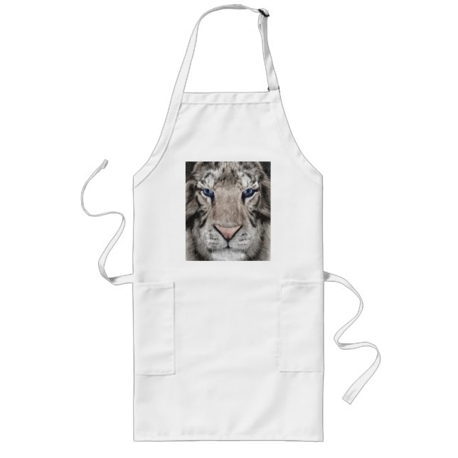 White Tiger Head Wildlife Aesthetic Long Apron (Front)