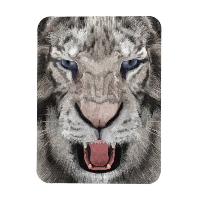 White Tiger Head Wildlife Aesthetic Magnet (Vertical)