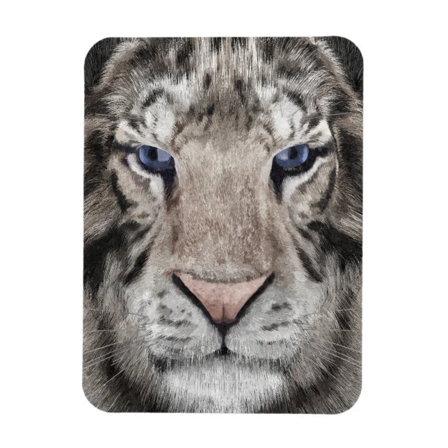 White Tiger Head Wildlife Aesthetic Magnet (Vertical)