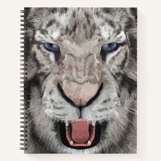 White Tiger Head Wildlife Aesthetic Notebook (Front)