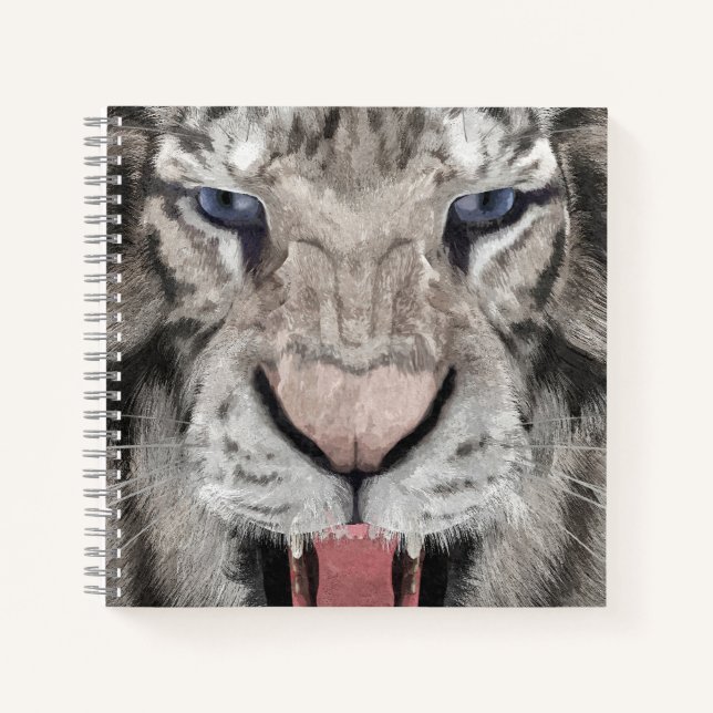 White Tiger Head Wildlife Aesthetic Notebook (Front)