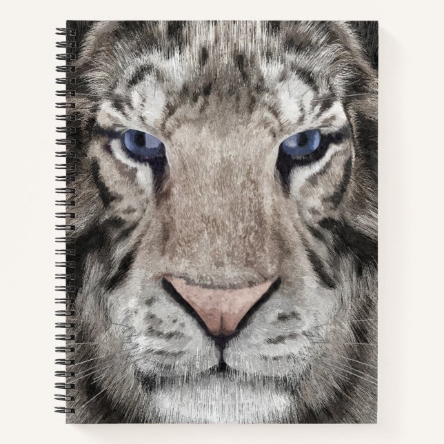 White Tiger Head Wildlife Aesthetic Notebook (Front)