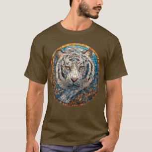White Tiger in a Vibrant Circular Design T-Shirt