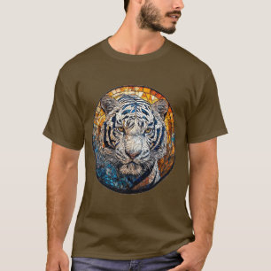 White Tiger in a Vibrant Circular Design T-Shirt