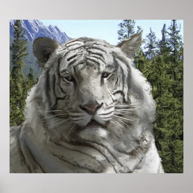 WHITE TIGER in its FOREST HABITAT Poster (Front)