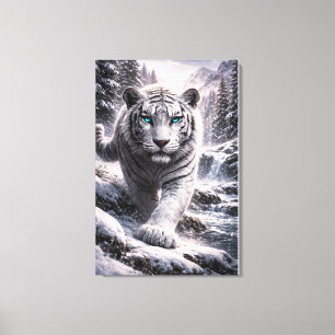 White Tiger in Motion – ManJiangHong Art Series Canvas Print