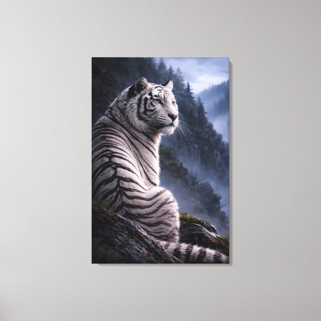 White Tiger in Motion – ManJiangHong Art Series Canvas Print (Front)