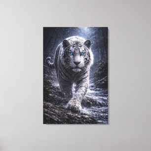 White Tiger in Motion – ManJiangHong Art Series Canvas Print
