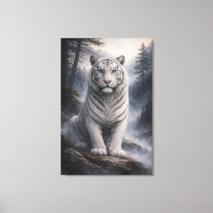White Tiger in Motion – ManJiangHong Art Series Canvas Print