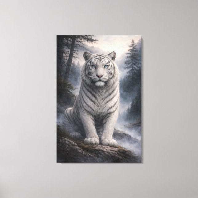 White Tiger in Motion – ManJiangHong Art Series Canvas Print (Front)