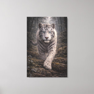 White Tiger in Motion – ManJiangHong Art Series Canvas Print