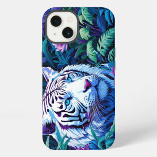 White Tiger in purple flowers iPhone 13 Case
