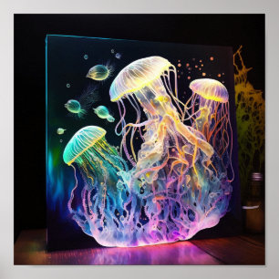 White Tiger Jellyfish Poster