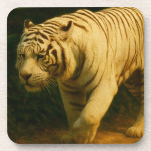 White Tiger Majesty – Stylised Wildlife Art Print Coaster