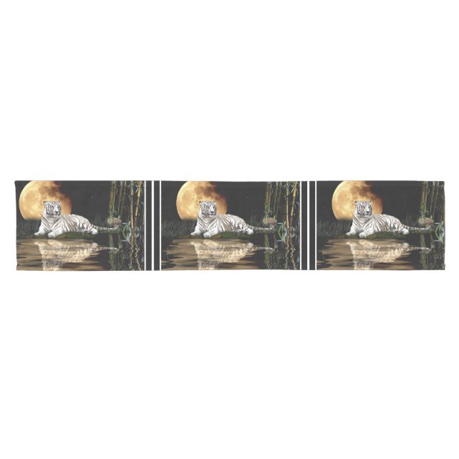 White Tiger, Moon and Bamboo Grove Short Table Runner (Horizontal)