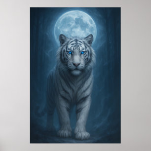 White Tiger – Moonlit Mystical Scene ManJiangHon Poster