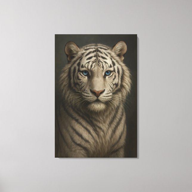 White Tiger – Mystical Fantasy Portrait – ManJiang Canvas Print (Front)