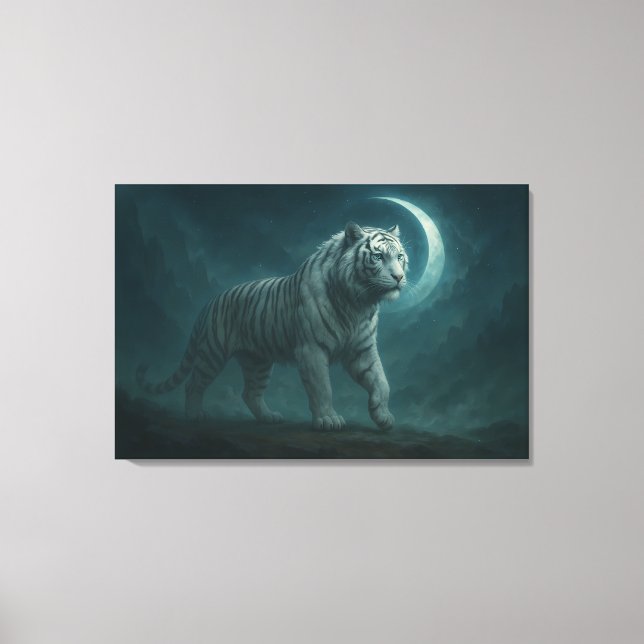 White Tiger – Mystical Fantasy Portrait – ManJiang Canvas Print (Front)