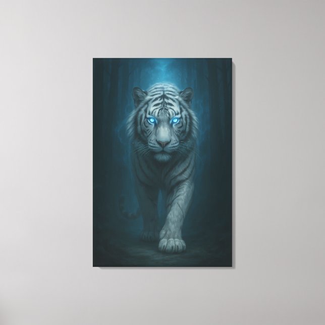 White Tiger – Mystical Fantasy Portrait – ManJiang Canvas Print (Front)