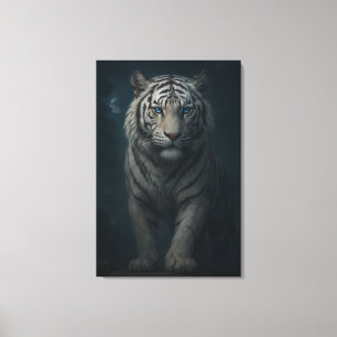 White Tiger – Mystical Fantasy Portrait – ManJiang Canvas Print