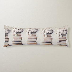 White Tiger on a Stack of Books – Elegant Body  Cushion