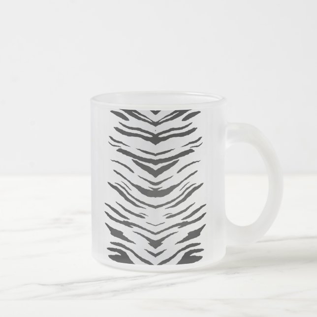 White Tiger or Zebra Striped Frosted Glass Coffee Mug (Right)