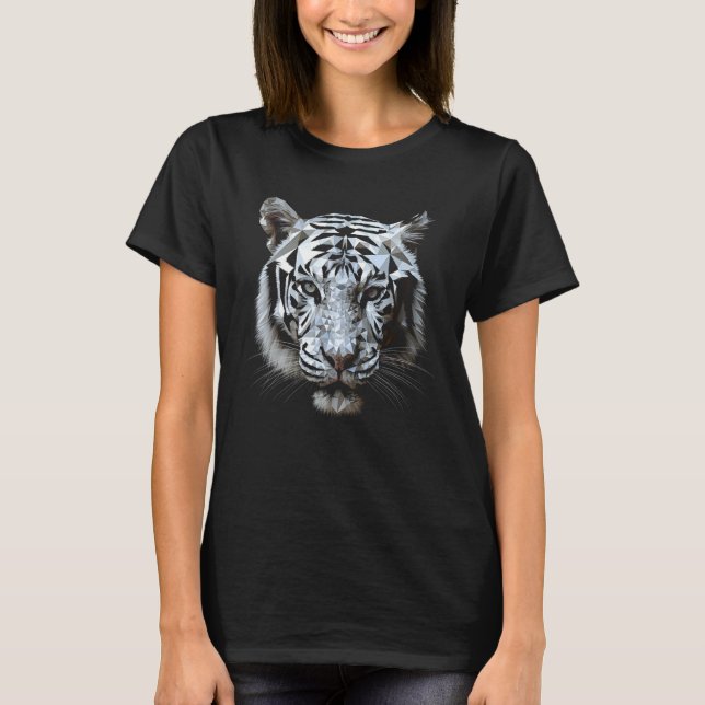 White tiger polygon  animal motif tiger T-Shirt (Front)