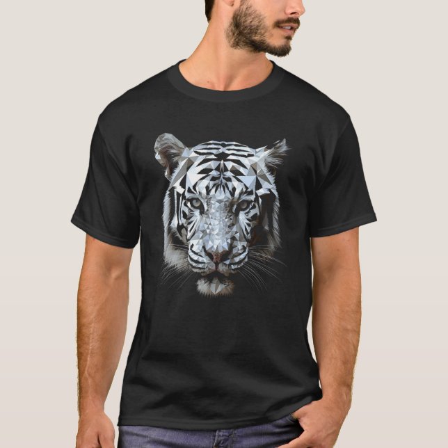 White tiger polygon  animal motif tiger T-Shirt (Front)