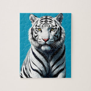 White Tiger Pop Art – Fierce & Colorful Wild Cat  Jigsaw Puzzle