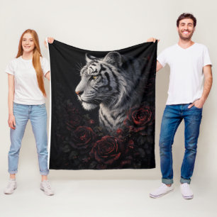 White Tiger Portrait – Calm Power and Silent Gaze Fleece Blanket
