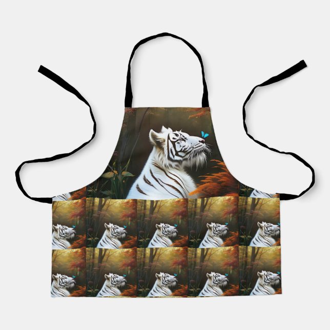 White Tiger Precious Moment, Kids Full Print Apron (Front)