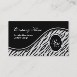 White Tiger Print Monogram S Business Cards ~ Bl