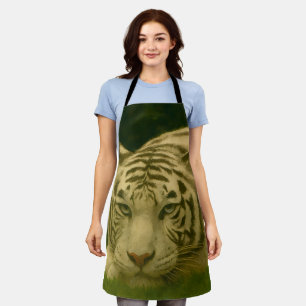 White Tiger Resting in Woodland Shade Apron