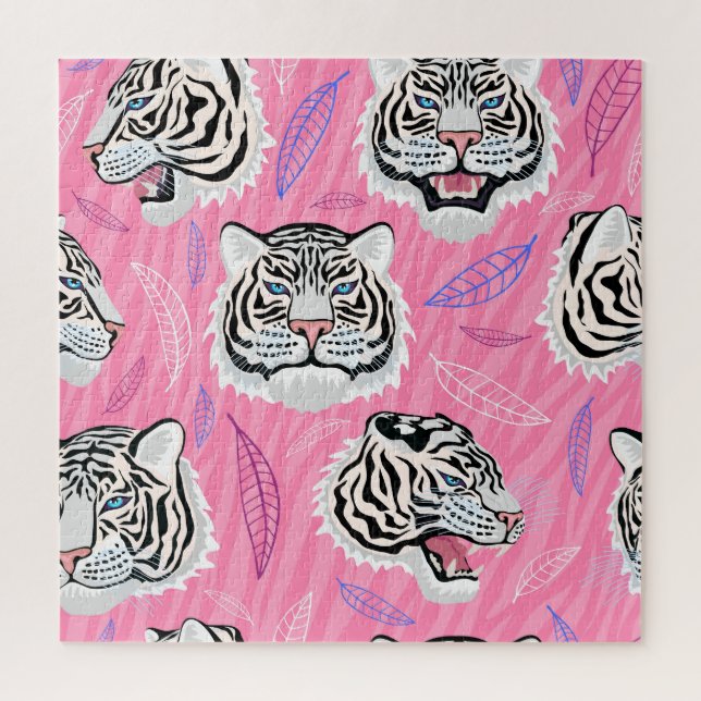 White Tiger Roar: Jungle Rainforest Pattern Jigsaw Puzzle (Vertical)