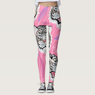 White Tiger Roar: Jungle Rainforest Pattern Leggings