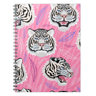White Tiger Roar: Jungle Rainforest Pattern Notebook
