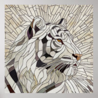 White tiger - Stained Glass Mosaic Digital Art