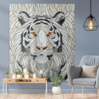 White tiger - Stained Glass Mosaic Digital Art
