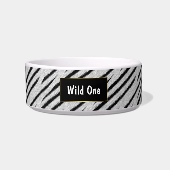 White Tiger Stripes Custom Cat Bowl (Front)